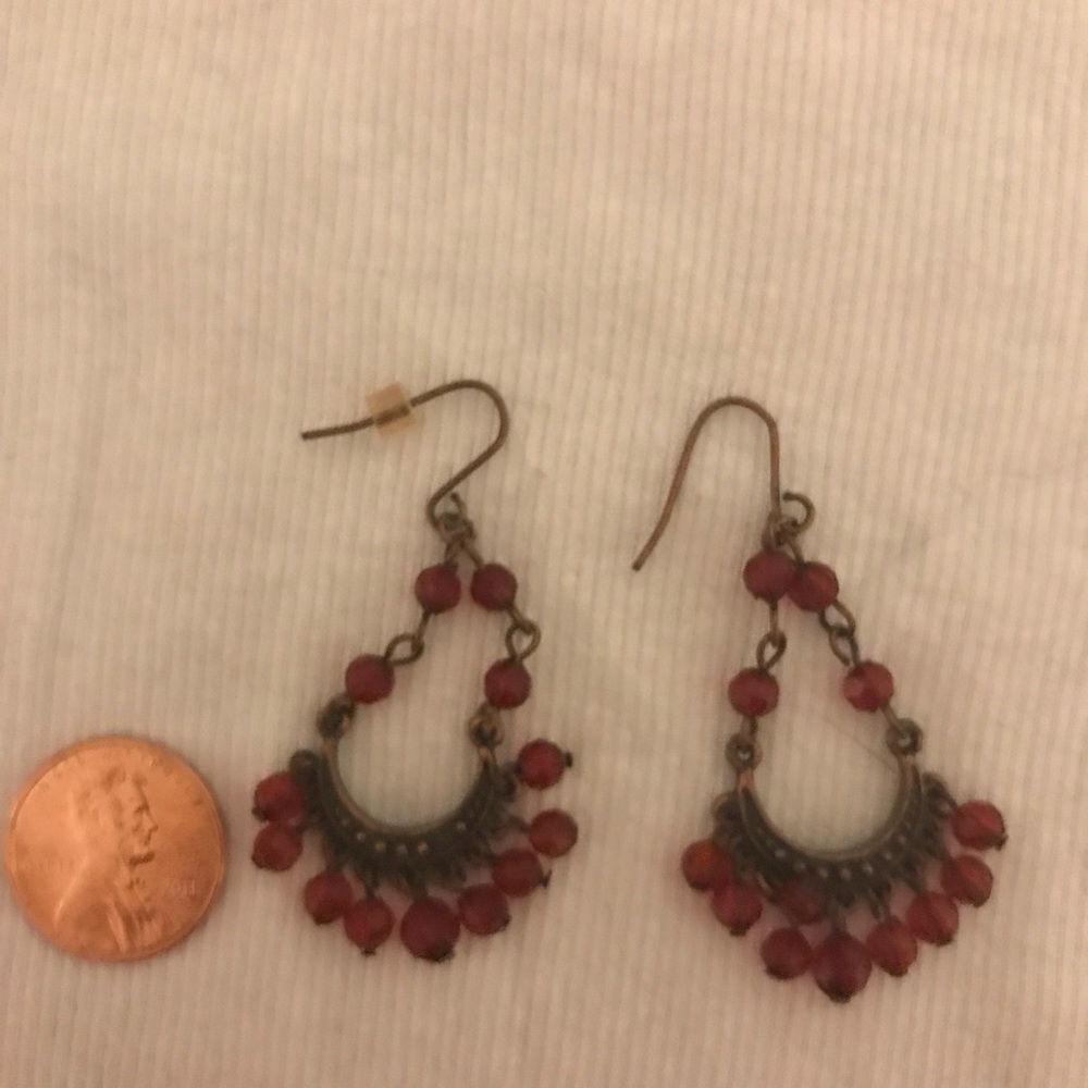 Red dangle earrings